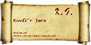 Kovár Imre névjegykártya
